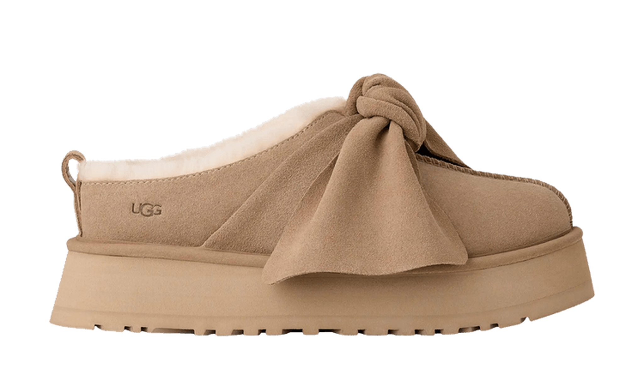 UGG Wmns Platform Slip-On Bow Slipper 'Sand'