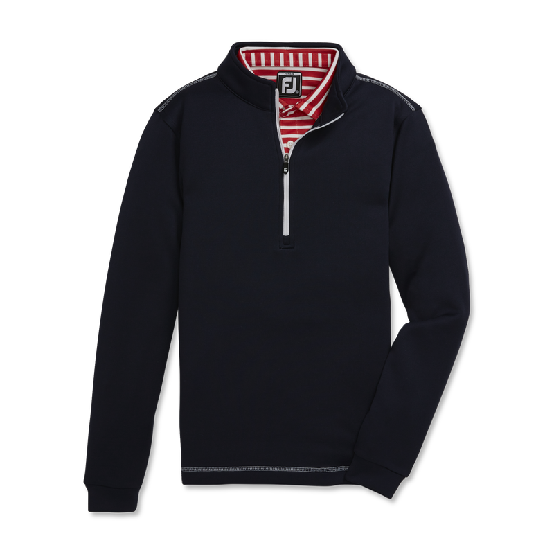 Half-Zip Contrast Stitch Mid-Layer Junior - Navy