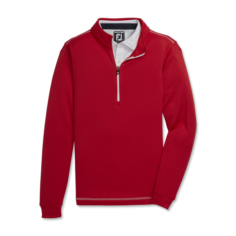 Half-Zip Contrast Stitch Mid-Layer Junior - Red
