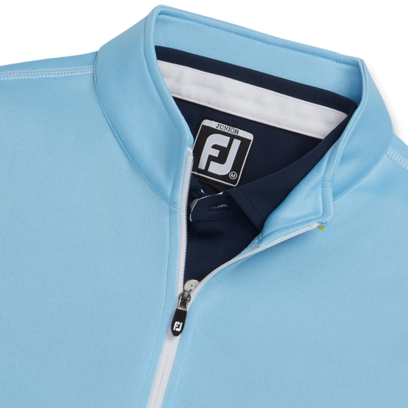 Half-Zip Contrast Stitch Mid-Layer Junior - Light Blue