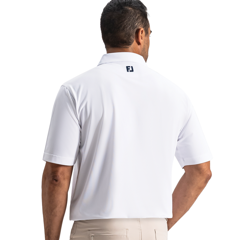 Performance Stretch Pique Solid Self Collar - White