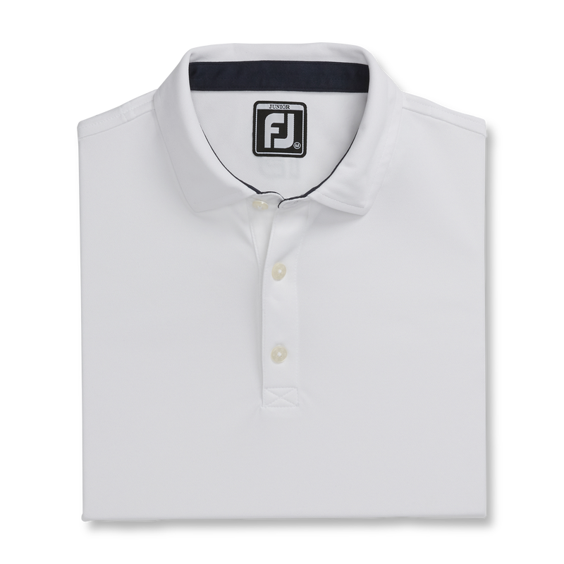 Solid Pique Self Collar Junior - White