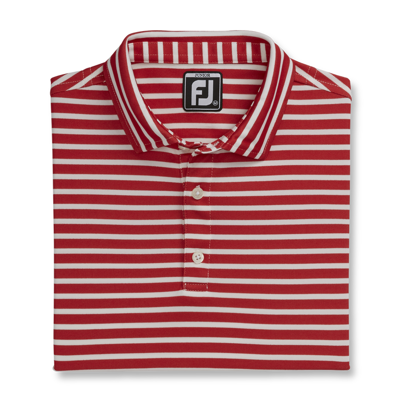 Striped Pique Self Collar Junior (Junior) - Red / White