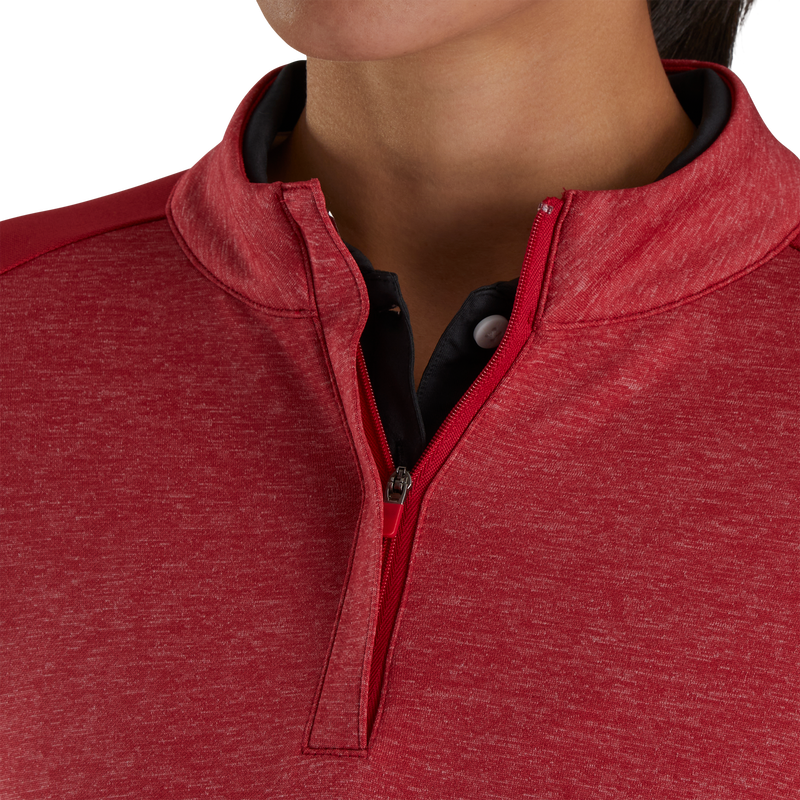 Heather Block Half-Zip Mid-Layer Women - Crimson