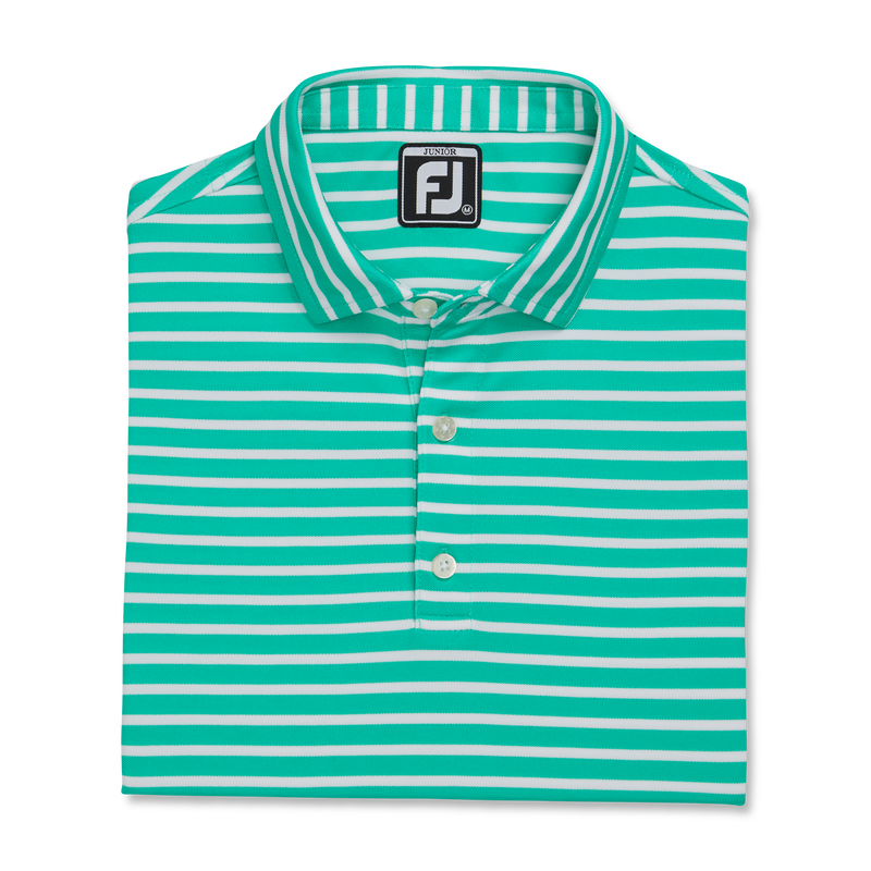 Striped Pique Self Collar Junior (Junior) - Spearmint / White