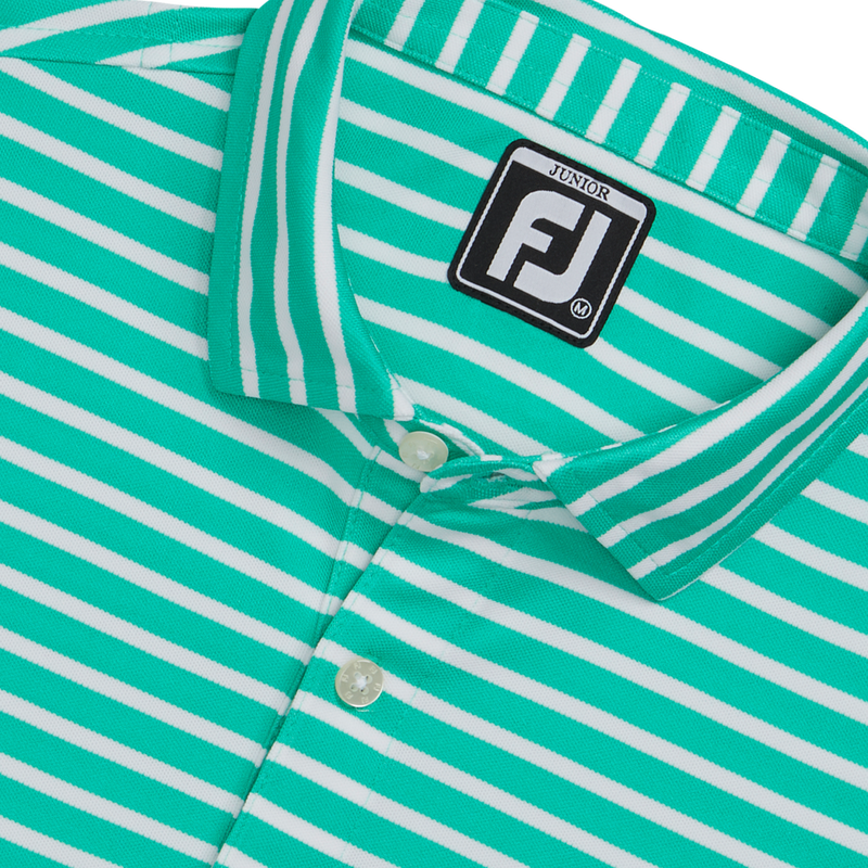 Striped Pique Self Collar Junior (Junior) - Spearmint / White