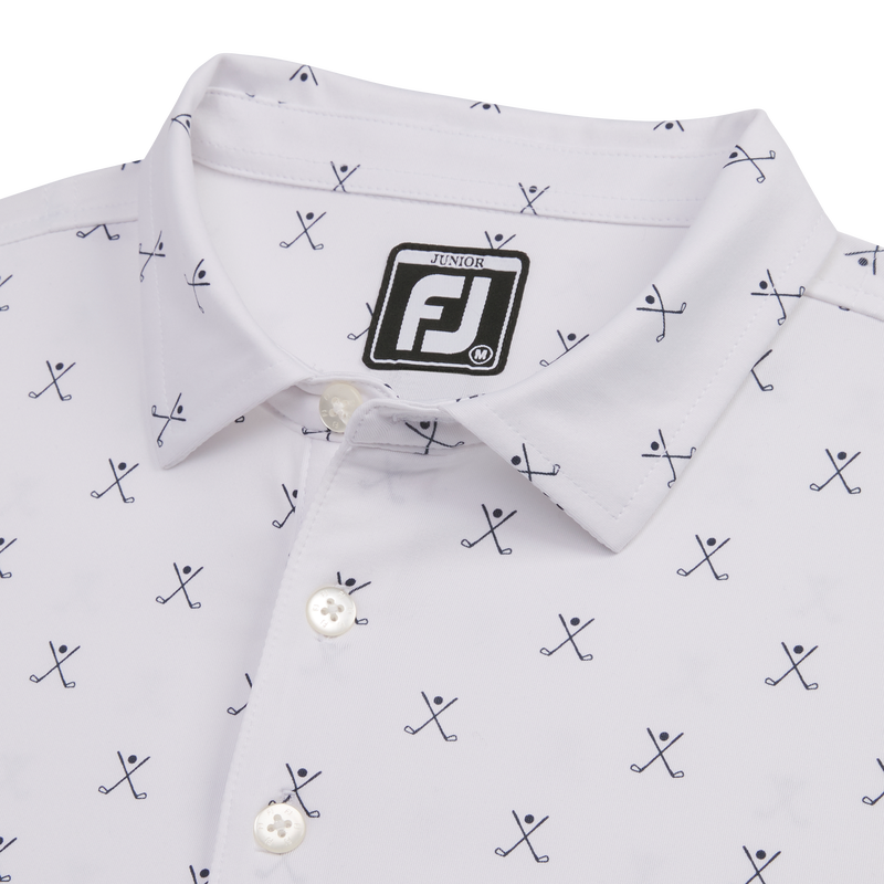 Striped Pique Self Collar Junior (Junior) - White