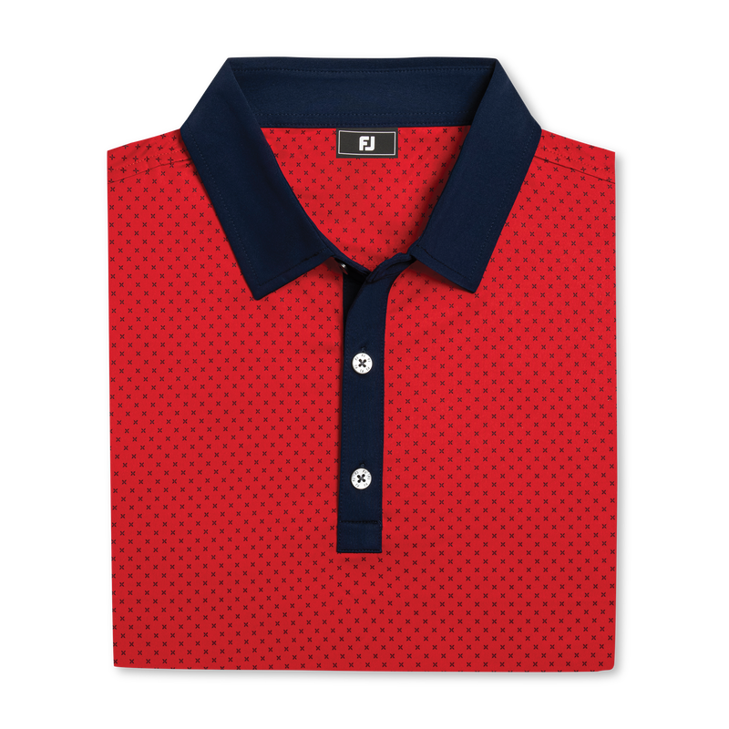 Athletic Fit Micro Flower Lisle - Red / Navy
