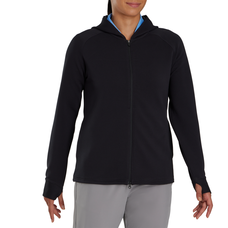 Full-Zip Ottoman Hoodie Women - Black
