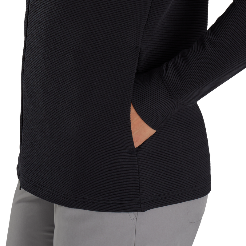 Full-Zip Ottoman Hoodie Women - Black