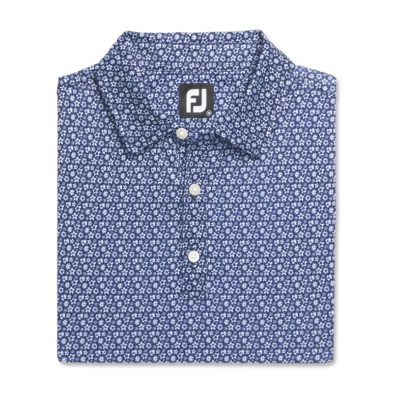 Floral Lisle - White / Navy