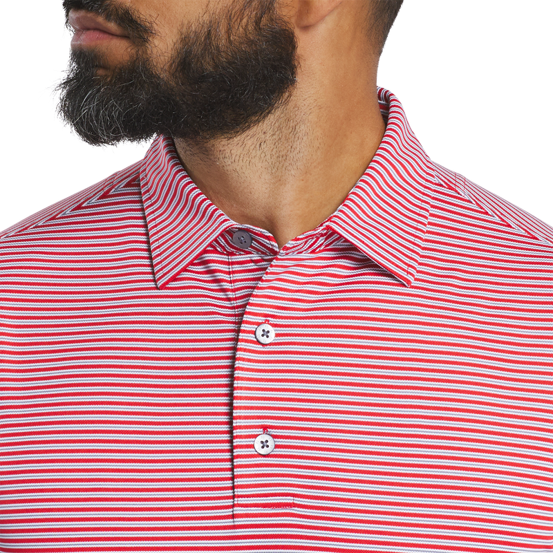 Multi-Stripe Pique - Red / White / Charcoal