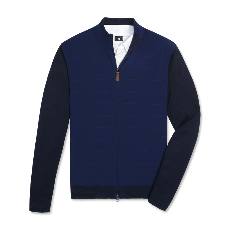 Hybrid Full-Zip Sweater - Navy