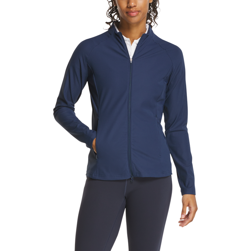 Rib Full-Zip Jacket Women - Navy