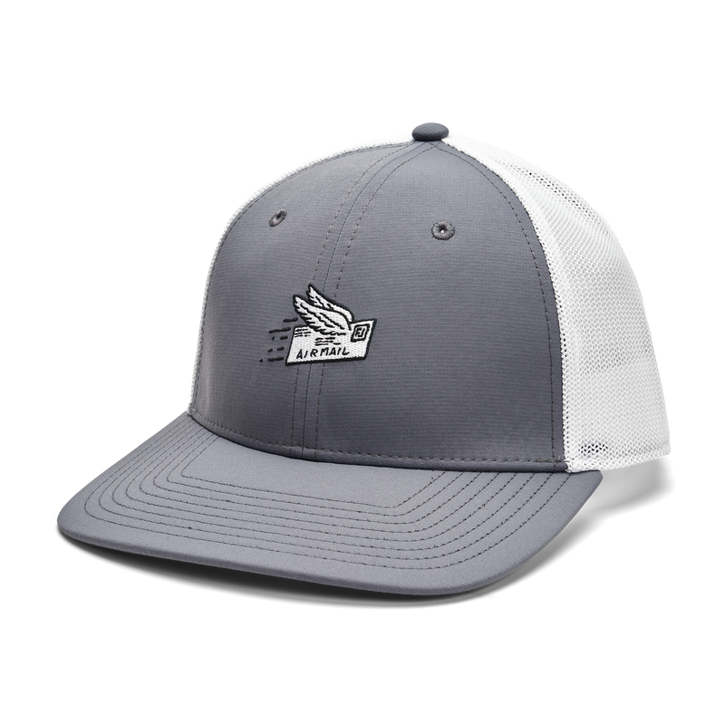 Motif Mesh Trucker Hat - Grey / Air Mail Logo