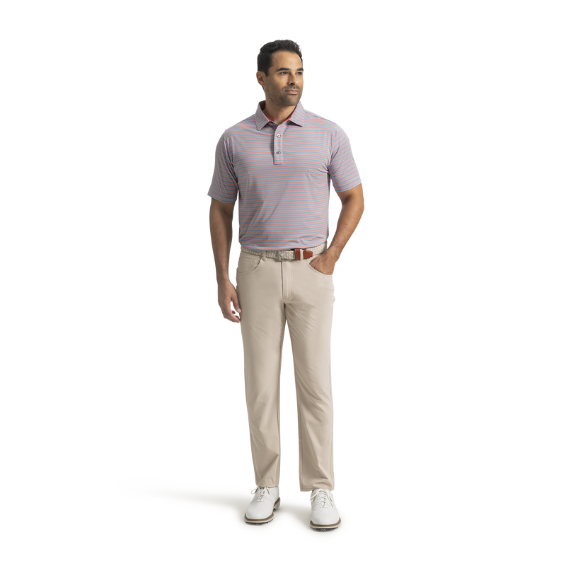 Pinstripe Cluster Stripe Lisle - Chambray / Nantucket Red / White