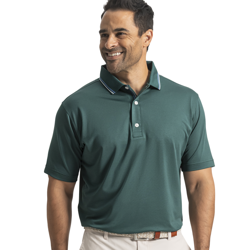 Tipped Collar Pique - Fairway Green