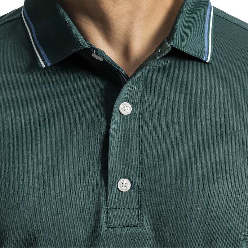 Tipped Collar Pique - Fairway Green