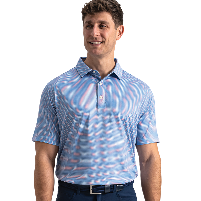 Maritime Geo Lisle - White / Riviera Blue / Peach