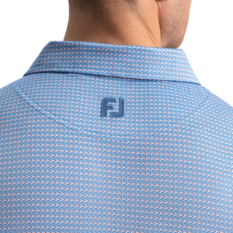 Maritime Geo Lisle - White / Riviera Blue / Peach