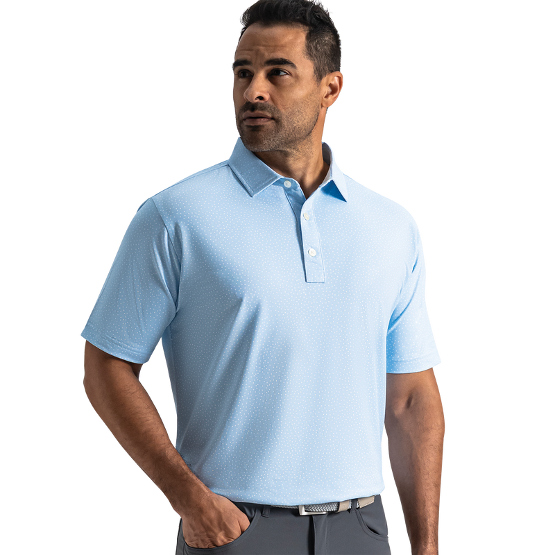 Scatter Dot Pique - Blue Breeze / White