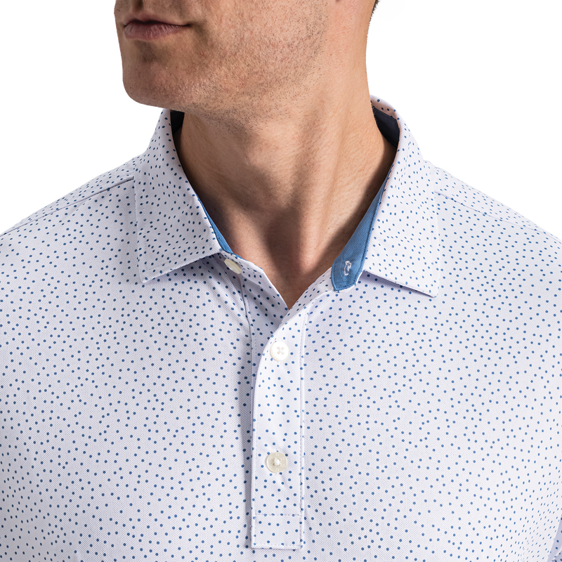 Scatter Dot Pique - White / Riviera Blue
