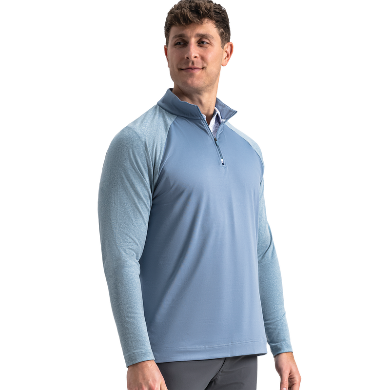 Raglan Block Quarter-Zip - Windward Blue / Mint Julep