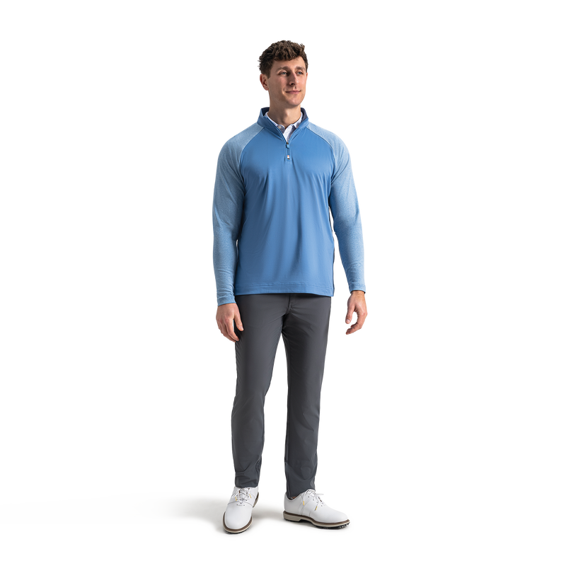 Raglan Block Quarter-Zip - Riviera Blue / Peach