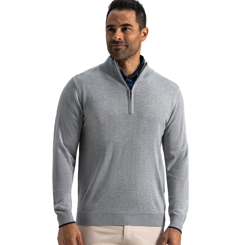 Half-Zip Sweater (Men's) - Heather Grey / Navy