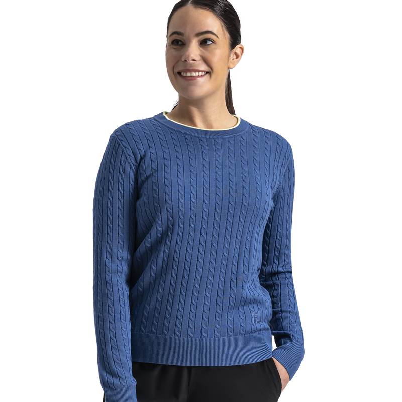 Cable Knit Sweater Women - Lagoon Blue