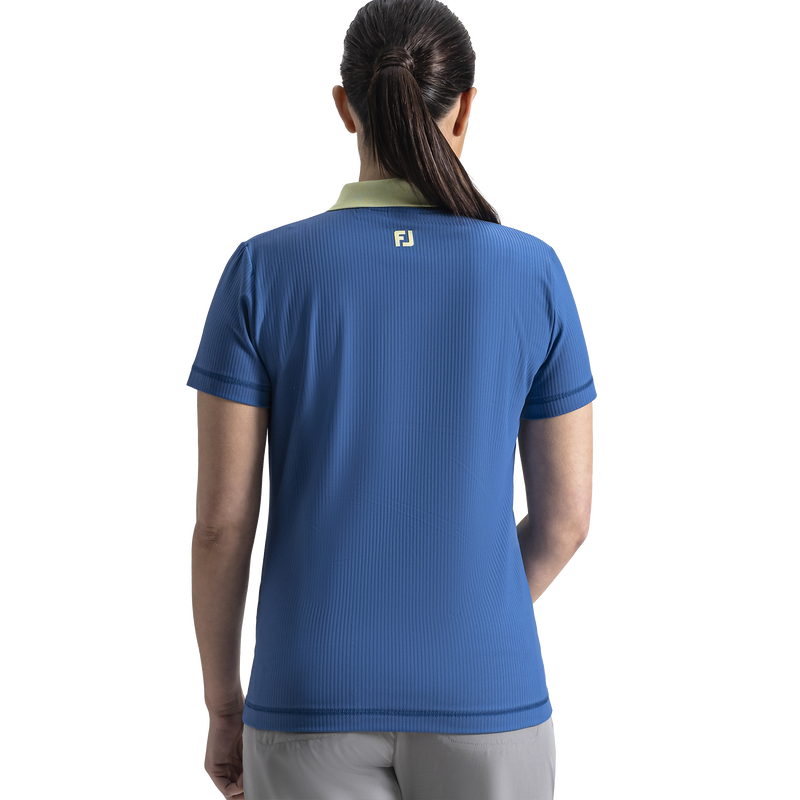 Rib Polo Women - Lagoon Blue / Soft Lime