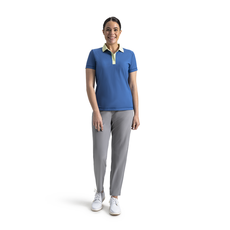 Rib Polo Women - Lagoon Blue / Soft Lime