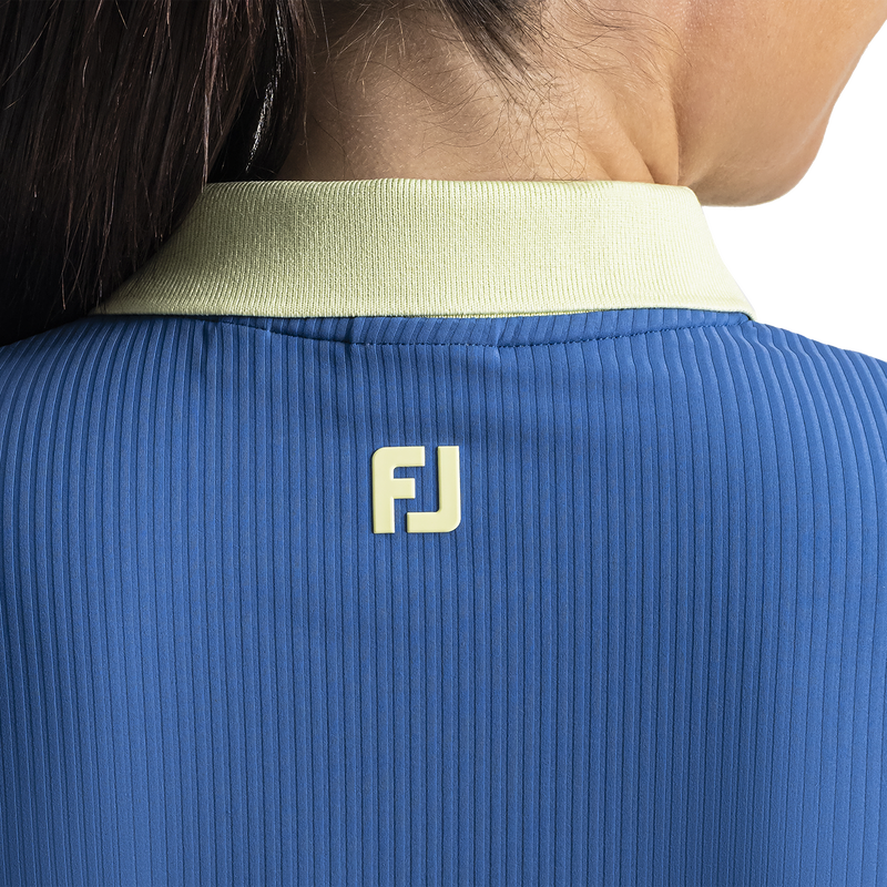 Rib Polo Women - Lagoon Blue / Soft Lime