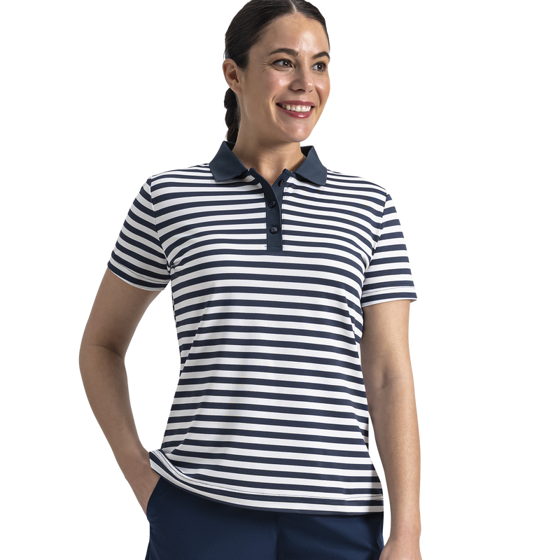 Stripe Polo Women - Navy / White