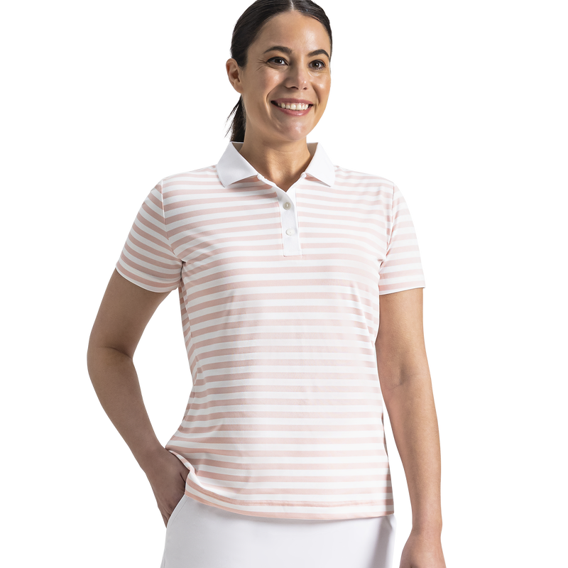 Stripe Polo Women - White / Chalk Pink