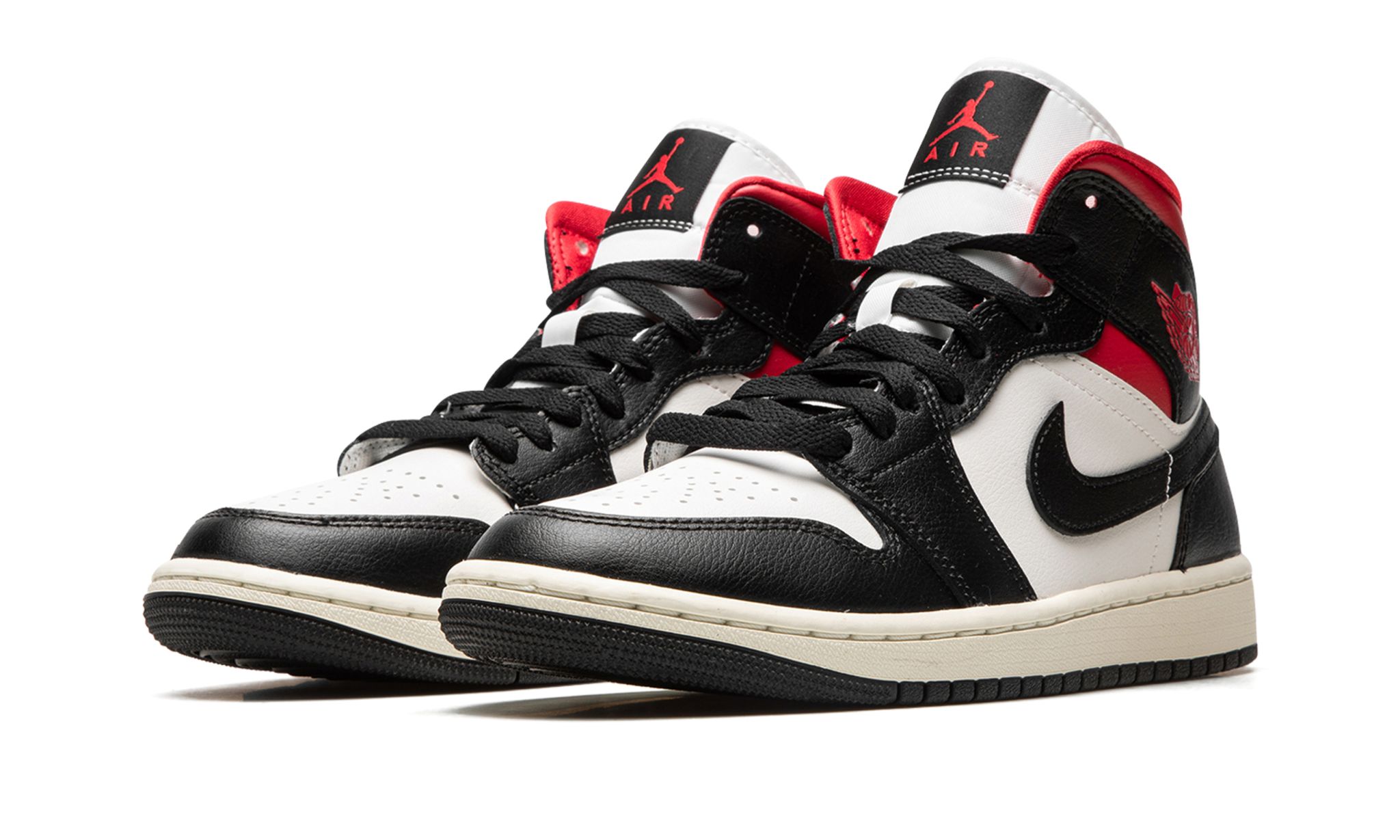 Wmns Air Jordan 1 Mid Black Sail Gym Red