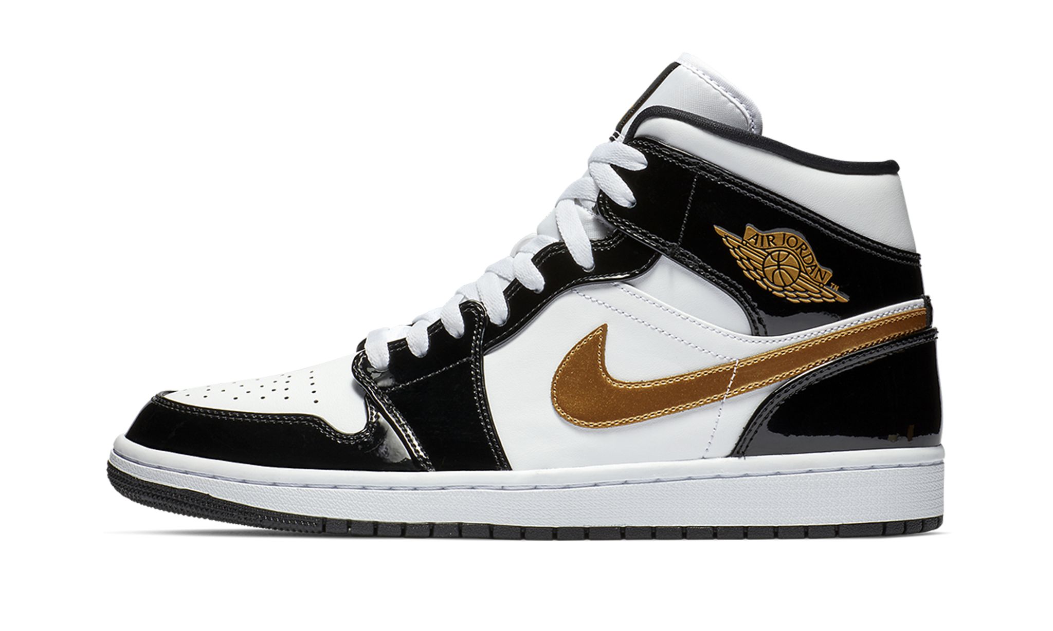 Air Jordan 1 Mid Patent SE Black Gold