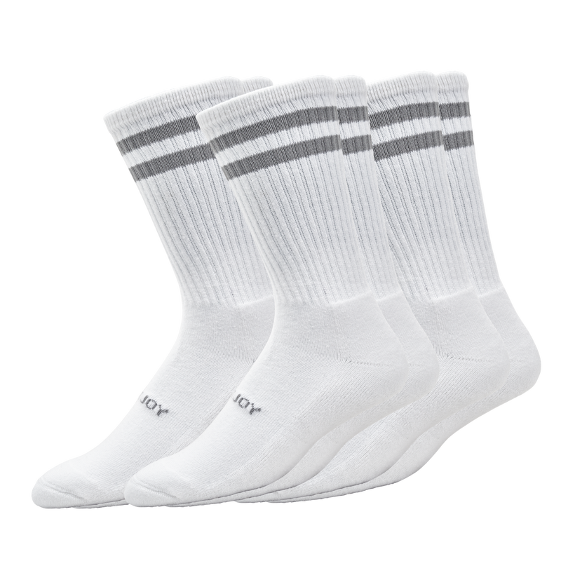 ComfortSof Crew 3-Pack - White / Grey Stripes