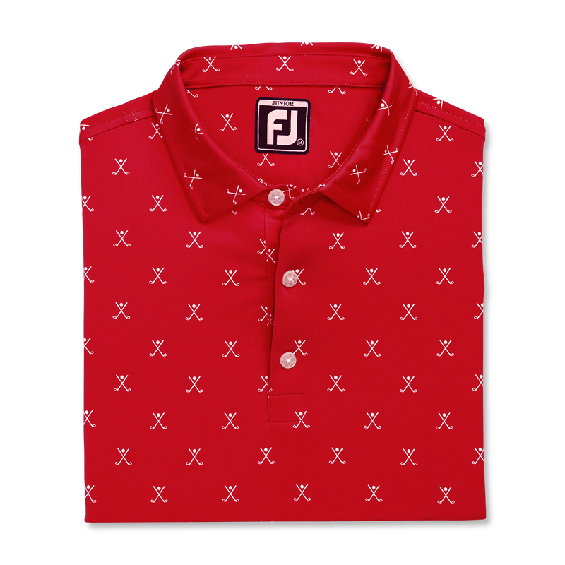 Striped Pique Self Collar Junior (Junior) - Red