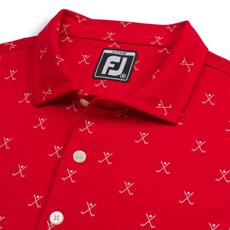 Striped Pique Self Collar Junior (Junior) - Red