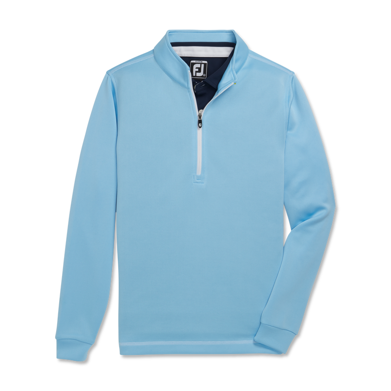 Half-Zip Contrast Stitch Mid-Layer Junior - Light Blue