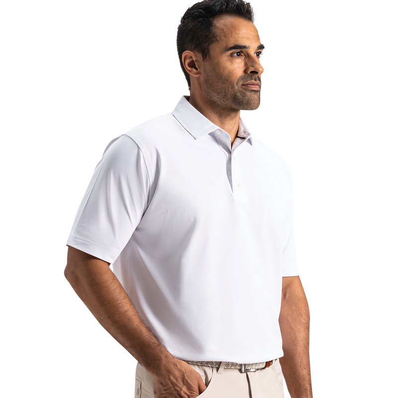 Performance Stretch Pique Solid Self Collar - White