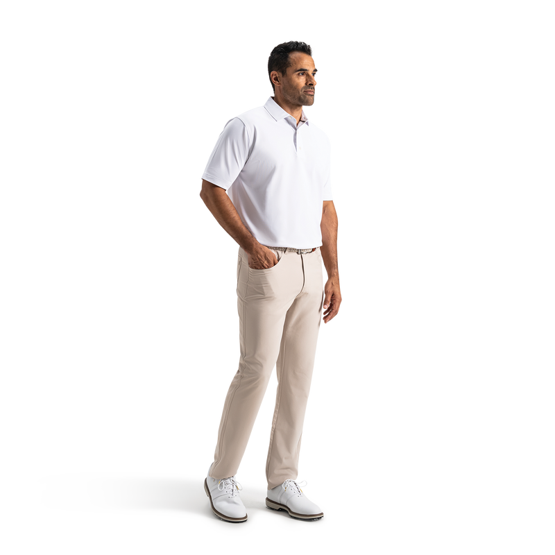 Performance Stretch Pique Solid Self Collar - White