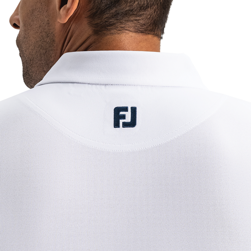 Performance Stretch Pique Solid Self Collar - White