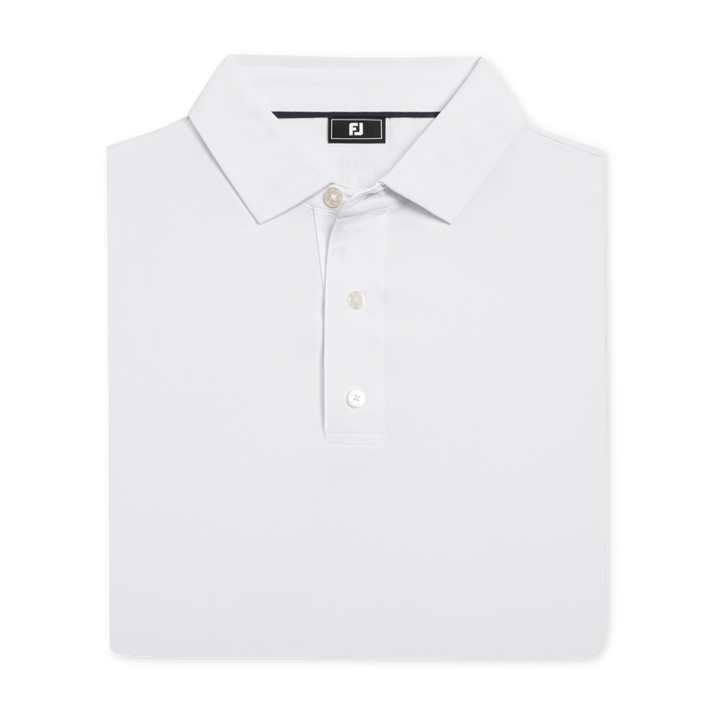 Performance Stretch Pique Solid Self Collar - White