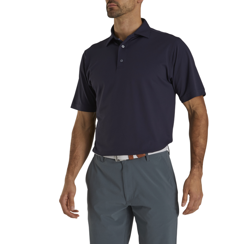 Performance Stretch Pique Solid Self Collar - Navy