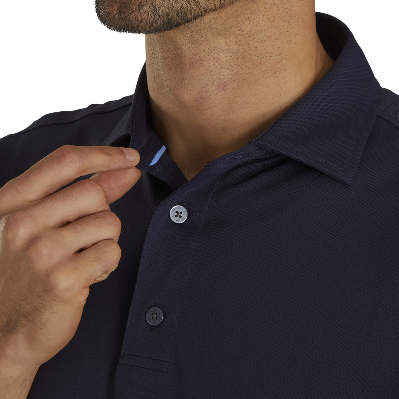 Performance Stretch Pique Solid Self Collar - Navy