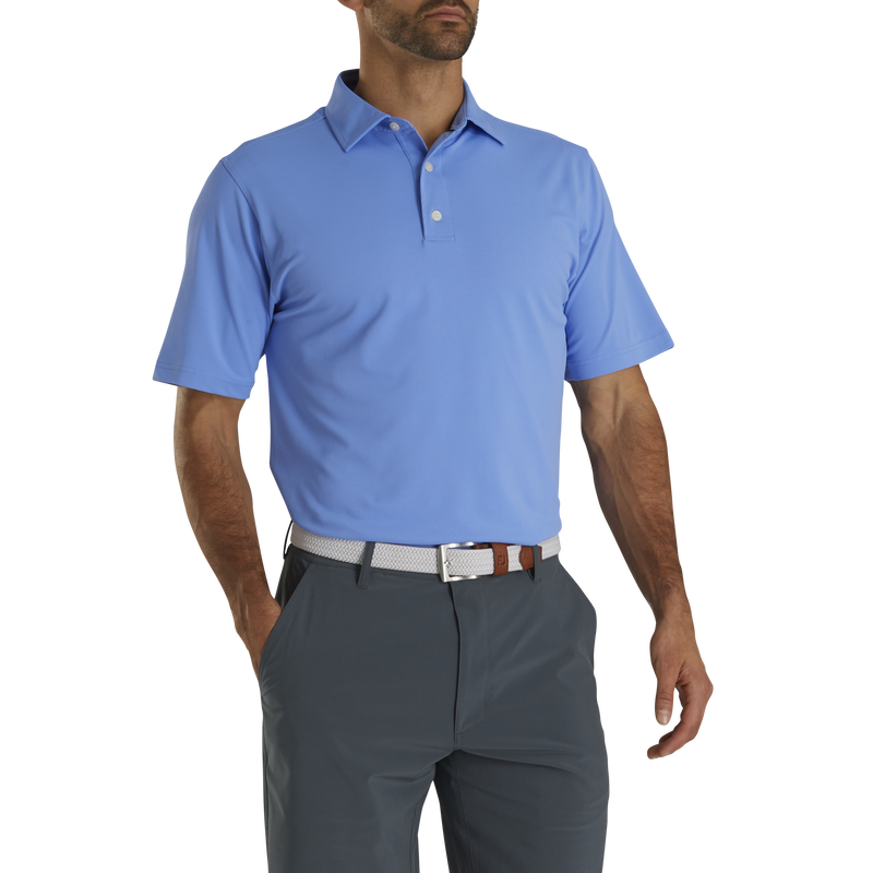 Performance Stretch Pique Solid Self Collar - Lagoon