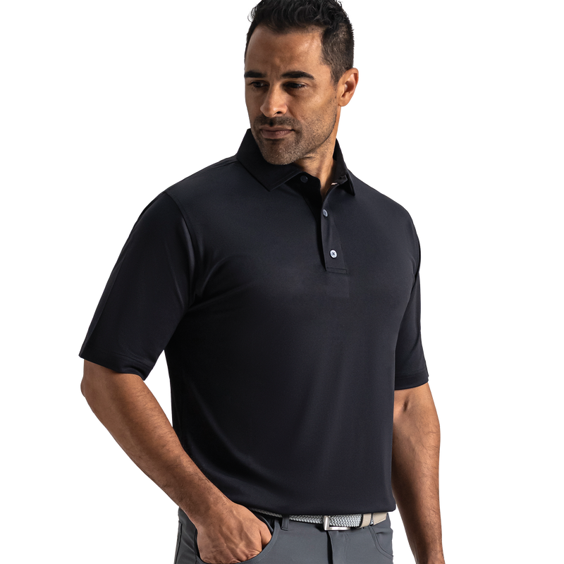 Performance Stretch Pique Solid Self Collar - Black