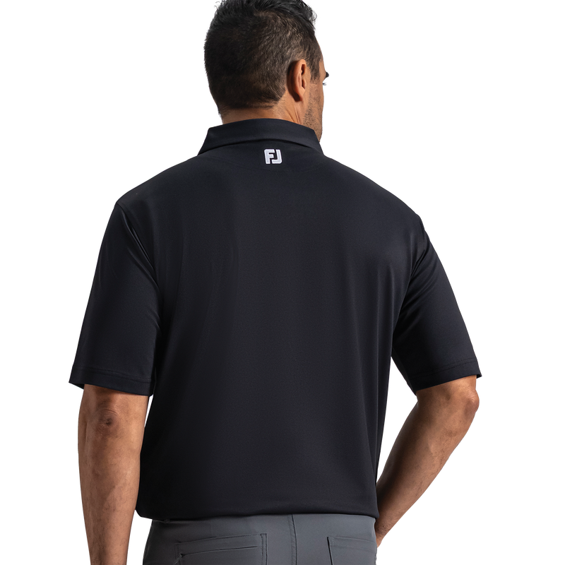 Performance Stretch Pique Solid Self Collar - Black